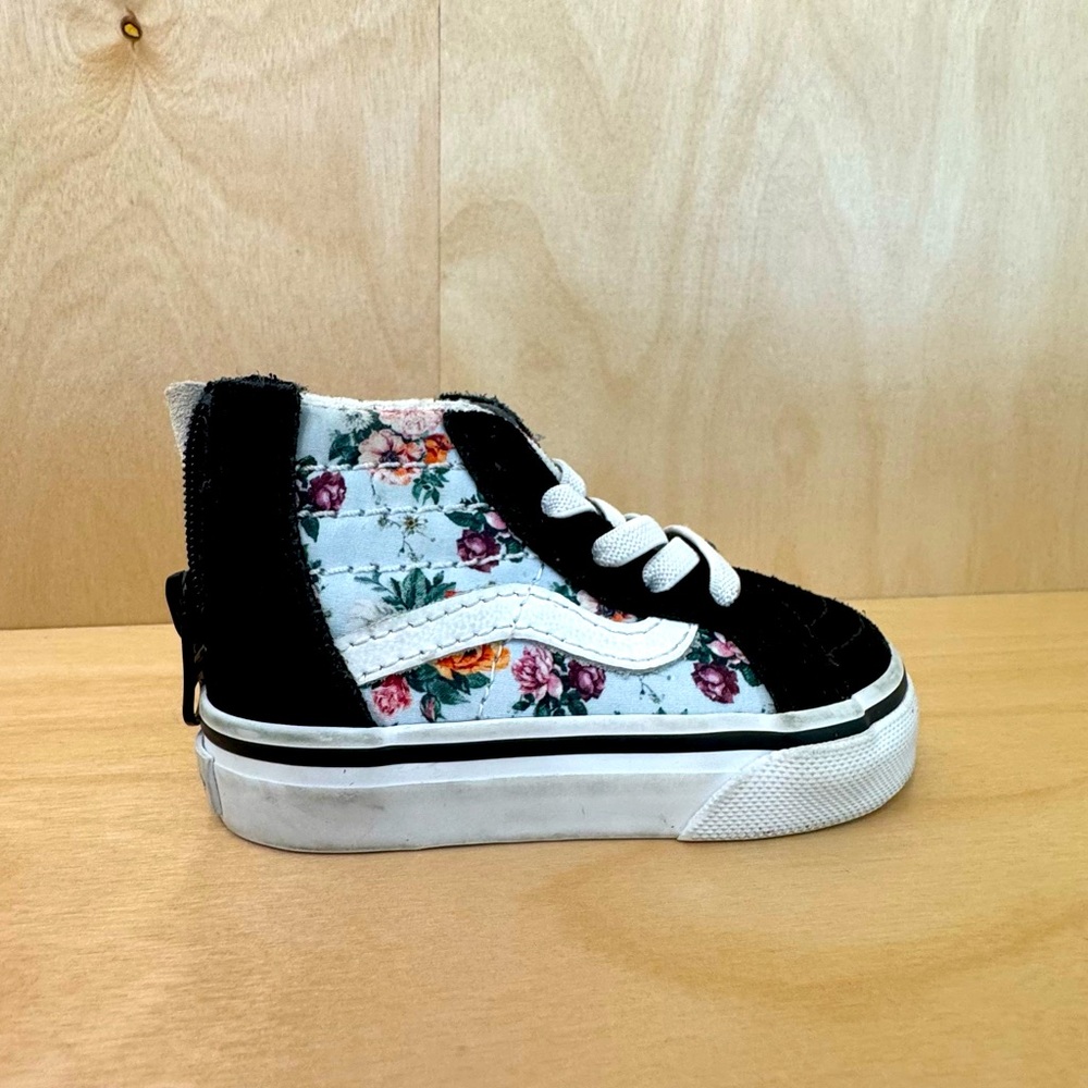 Vans Sk8 Hi-zip Garden Floral Toddler Sneakers - Black/White - Size 4